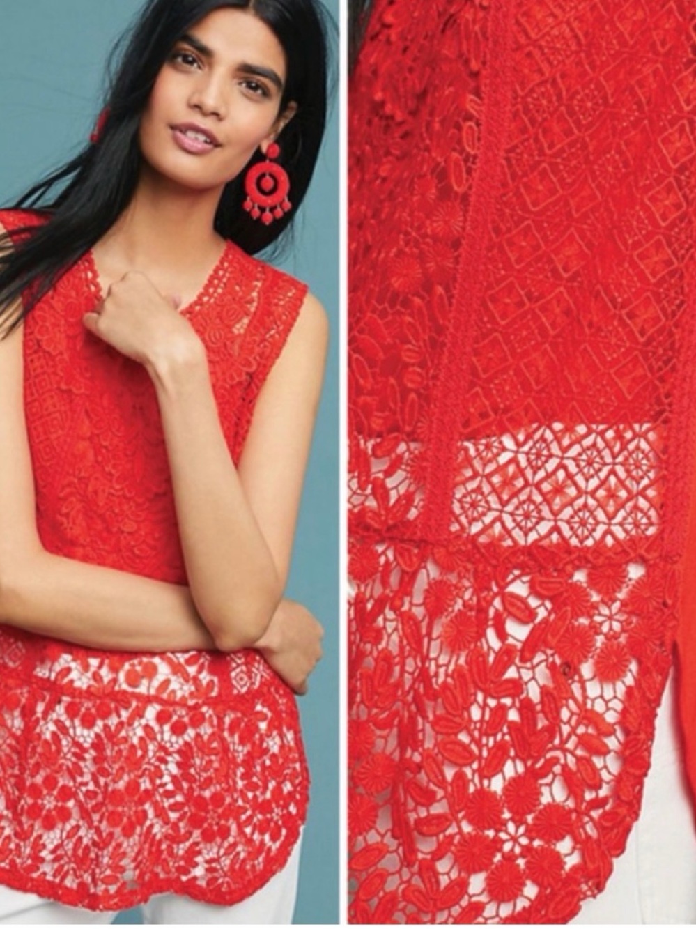 Anthropologie/ Tiny tunic with lace NWT